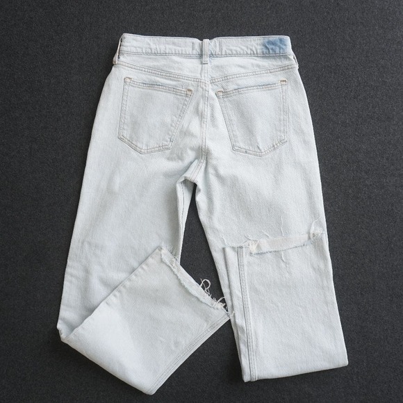 Abercrombie & Fitch The Baggy Low Rise Jeans Womens Long Raw Hem 27 / 4L - Picture 3 of 10